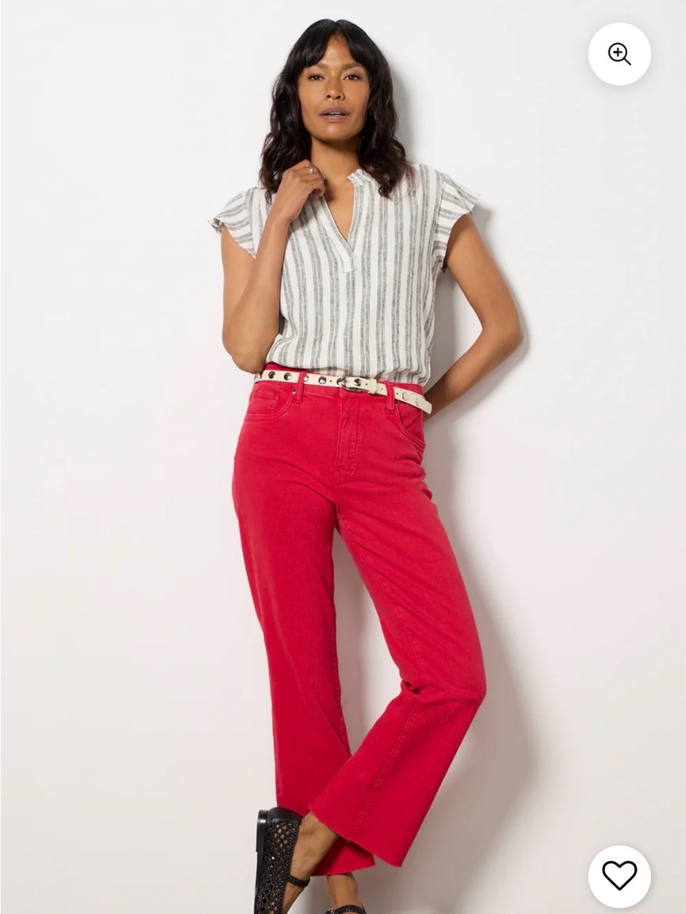 EUC Kut From The Kloth Kelsey Ab Fab Raw Hem Ankle Flare size 14 in Cherry Red